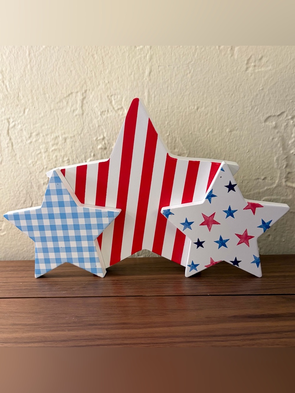Celebrate It Red White & Blue Wood Patriotic Star Tabletop Decor 12”